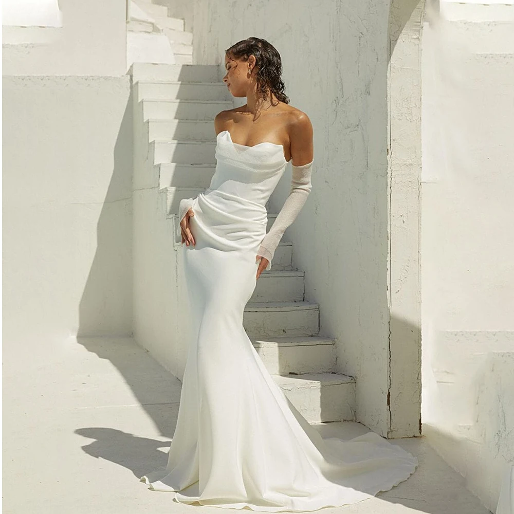 Sexy V-neck Pleat Soft Satin Sheat/Mermaid Wedding Dresses Custom Made Bridal Grown Detachable Long Sleeves Vestido De Noival
Sexy V-neck Pleat Soft Satin Sheat/Mermaid Wedding Dresses Custom Made Bridal Grown Detachable Long Sleeves Vestido De Noival