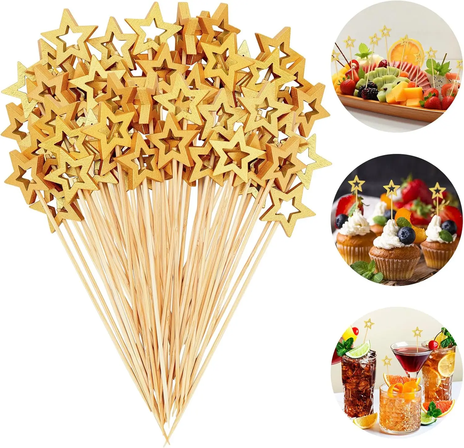 Pcs Gold Star Toothpicks, 4.72 Inch Gold Star Cocktail Picks for Appetizers, Long Bamboo Toothpicks, Decorative Toothpicks Skewe
Pcs Gold Star Toothpicks, 4.72 Inch Gold Star Cocktail Picks for Appetizers, Long Bamboo Toothpicks, Decorative Toothpicks Skewe