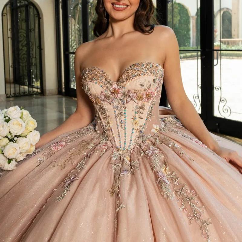 Champagne Quinceanera Dress off-shoulder Glitter Flower Layering Decal Long tail Bow vestidos de 15 Quinceanera Customized
Champagne Quinceanera Dress off-shoulder Glitter Flower Layering Decal Long tail Bow vestidos de 15 Quinceanera Customized