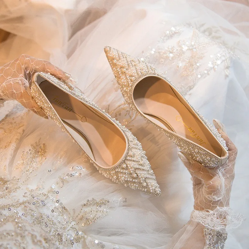 Women High Heels High End Pearl Banquet Wedding Shoe Luxury Pointed Designer Shoes for Women Fashion Shoes Women High Heel Pumps
Women High Heels High End Pearl Banquet Wedding Shoe Luxury Pointed Designer Shoes for Women Fashion Shoes Women High Heel Pumps