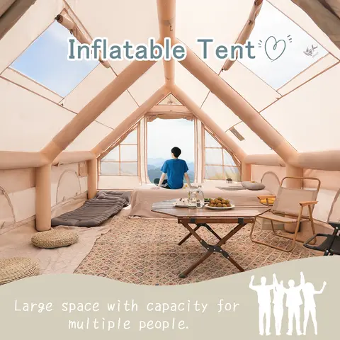 PAKICETUS Tienda de Campaña Inflable de Lujo con Claraboya, Tienda de Montaje Rápido con Bomba de Aire, para 4-6 Personas, Tienda Familiar Grande y Portátil para Acampar, Senderismo y Jardín.
