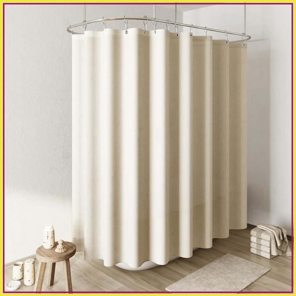Extra Wide Linen Shower Curtain 108x72 for Clawfoot Tub, Beige Boho Farmhouse Bathroom Decor, Weighted Textured Fabric Curtain
Extra Wide Linen Shower Curtain 108x72 for Clawfoot Tub, Beige Boho Farmhouse Bathroom Decor, Weighted Textured Fabric Curtain