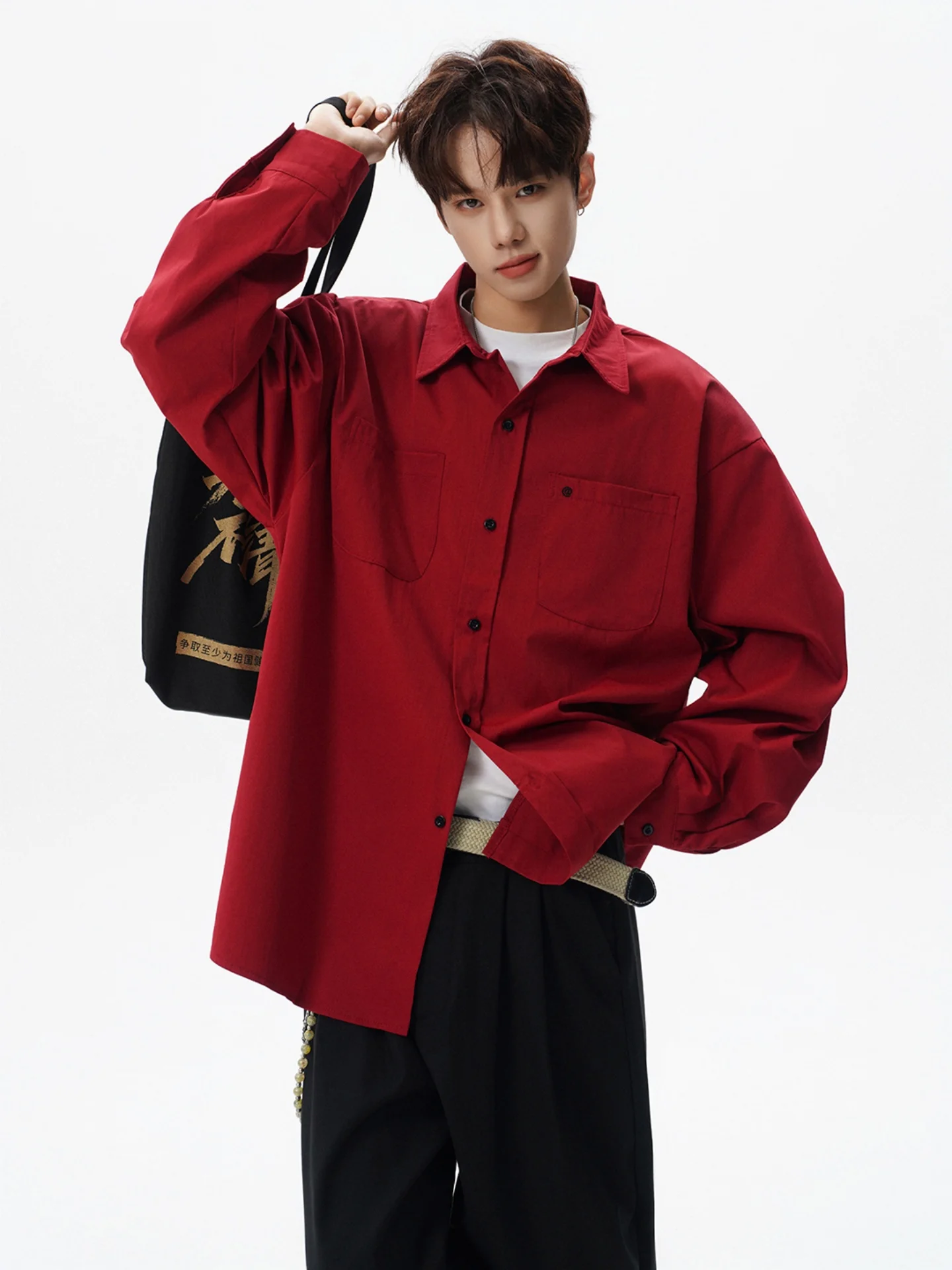 aroon Red Long Sve irt Men's American Simple Pure Color Basic Sle Spring Teenage Haome Top Worn as an Open Cardigan
aroon Red Long Sve irt Men's American Simple Pure Color Basic Sle Spring Teenage Haome Top Worn as an Open Cardigan