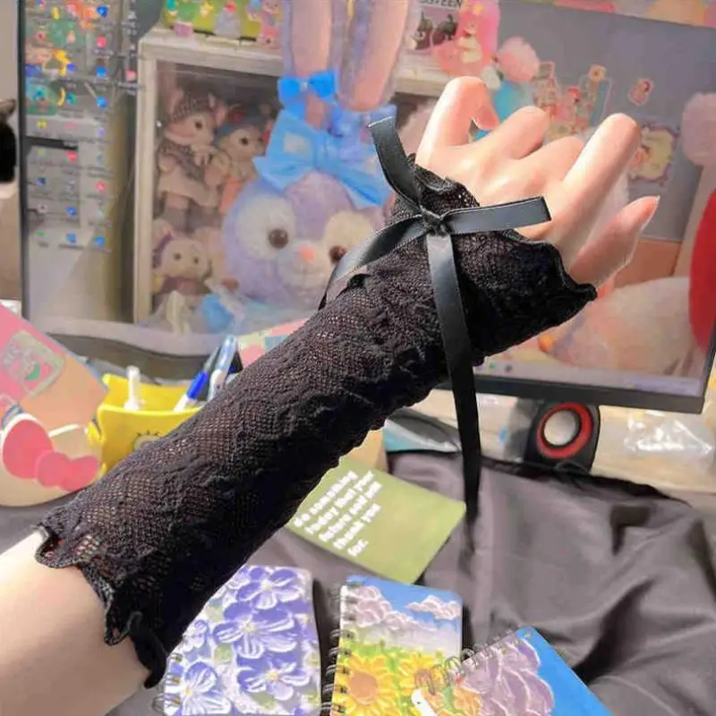 Women Lolita Jk Lace Fingerless Gloves Black Gothic DIY Strapping Sunscreen Sleeve Clothing Accessories Elastic Mesh Punk Gloves
Women Lolita Jk Lace Fingerless Gloves Black Gothic DIY Strapping Sunscreen Sleeve Clothing Accessories Elastic Mesh Punk Gloves