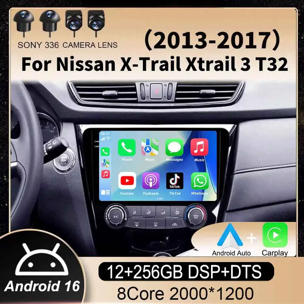 Android 16 Carplay Auto For Nissan X-Trail Xtrail 3 T32 2013 - 2017 Car Radio GPS Multimedia Video Player Stereo 360 Camera DSP
Android 16 Carplay Auto For Nissan X-Trail Xtrail 3 T32 2013 - 2017 Car Radio GPS Multimedia Video Player Stereo 360 Camera DSP