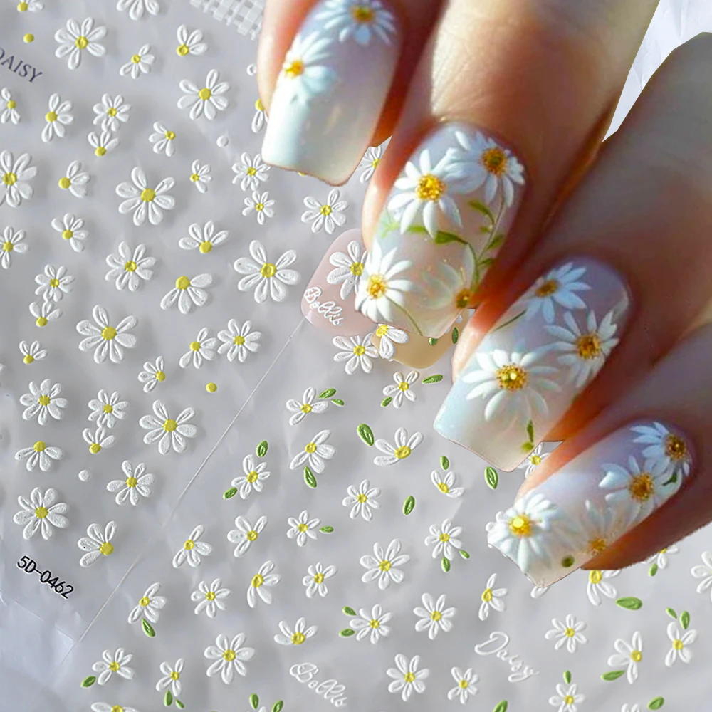 2pcs 5D White Daisy Design Nail Art Stickers Embossed Daisy Floret Green Leaf Nail Art Decals DIY Spring Summer Decor Stickers
2pcs 5D White Daisy Design Nail Art Stickers Embossed Daisy Floret Green Leaf Nail Art Decals DIY Spring Summer Decor Stickers