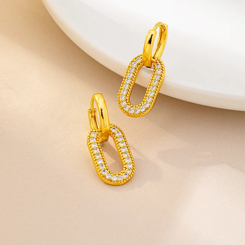 Zircon-Studded Oval Earrings Women's 24K Gold AU999 - Premium gold oval earrings, dynamic zircon glow, perfect for shopping
Zircon-Studded Oval Earrings Women's 24K Gold AU999 - Premium gold oval earrings, dynamic zircon glow, perfect for shopping