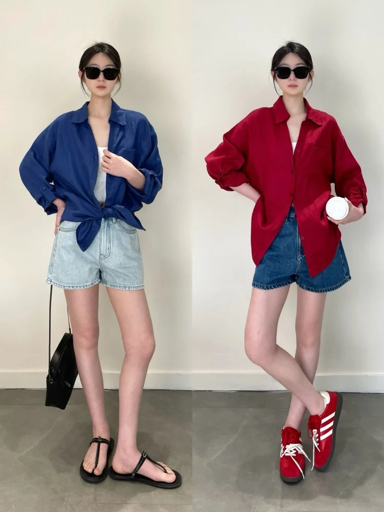 Zhiyu 00 Hanmoh: Новая женская рубашка свободного кроя с высокой плотностью ткани, защитой от солнца, повседневная, летняя, с длинным рукавом, на пуговицах, средней длины, однотонная
Zhiyu 00 Hanmoh: Новая женская рубашка свободного кроя с высокой плотностью ткани, защитой от солнца, повседневная, летняя, с длинным рукавом, на пуговицах, средней длины, однотонная