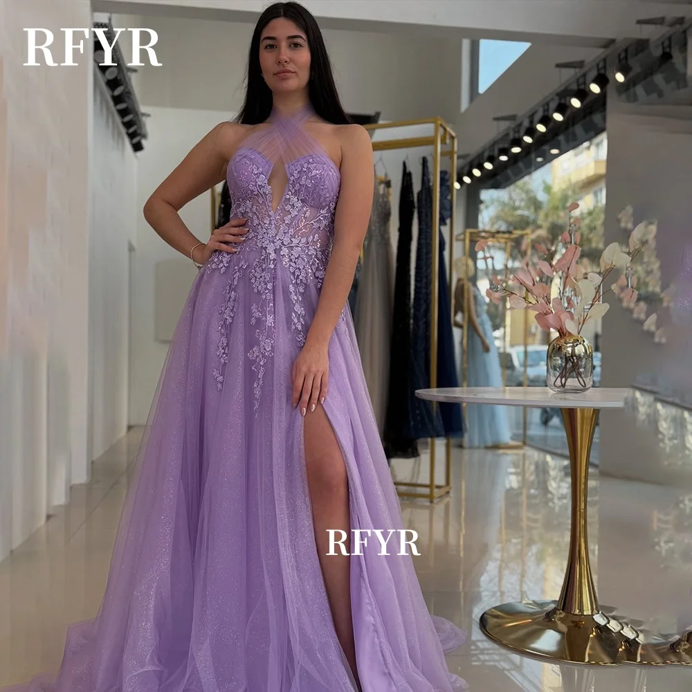 RFYR Холтер Пром платья Кружевные аппликации Вечерние платья Вечернее платье для принцессы Бальные платья Элегантное праздничное платье по индивидуальному заказу 
RFYR Холтер Пром платья Кружевные аппликации Вечерние платья Вечернее платье для принцессы Бальные платья Элегантное праздничное платье по индивидуальному заказу