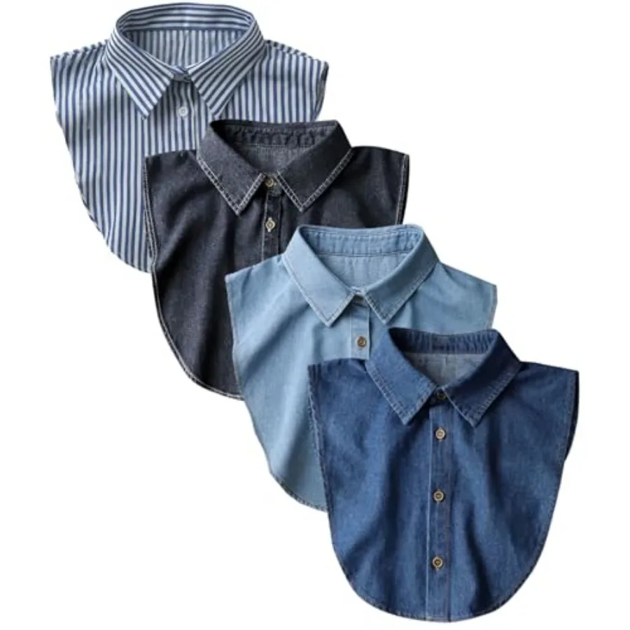 NIDO 4 Pack Cotton Detacable Dickey Collar Blou alf Sirts F Collar Women and Men
NIDO 4 Pack Cotton Detacable Dickey Collar Blou alf Sirts F Collar Women and Men