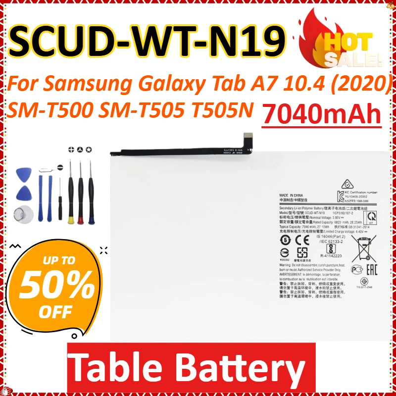 Новый SCUD-WT-N19 7040 мАч для Samsung Galaxy Tab A7 10,4 (2020) SM-T500 SM-T505 T505N Сменный аккумулятор емкости + инструменты
Новый SCUD-WT-N19 7040 мАч для Samsung Galaxy Tab A7 10,4 (2020) SM-T500 SM-T505 T505N Сменный аккумулятор емкости + инструменты