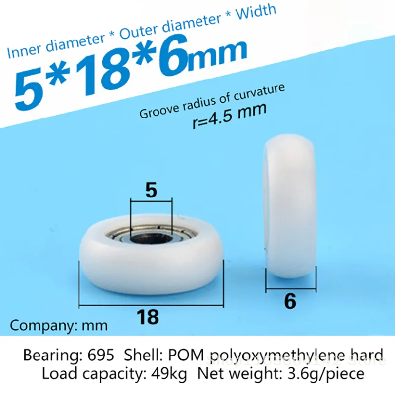 2Pcs 695ZZ 5x18x6mm POM Nylon Round Type Roller Wheels POM Wrapped 695ZZ Bearing Pulley Plastic Wheels
2Pcs 695ZZ 5x18x6mm POM Nylon Round Type Roller Wheels POM Wrapped 695ZZ Bearing Pulley Plastic Wheels