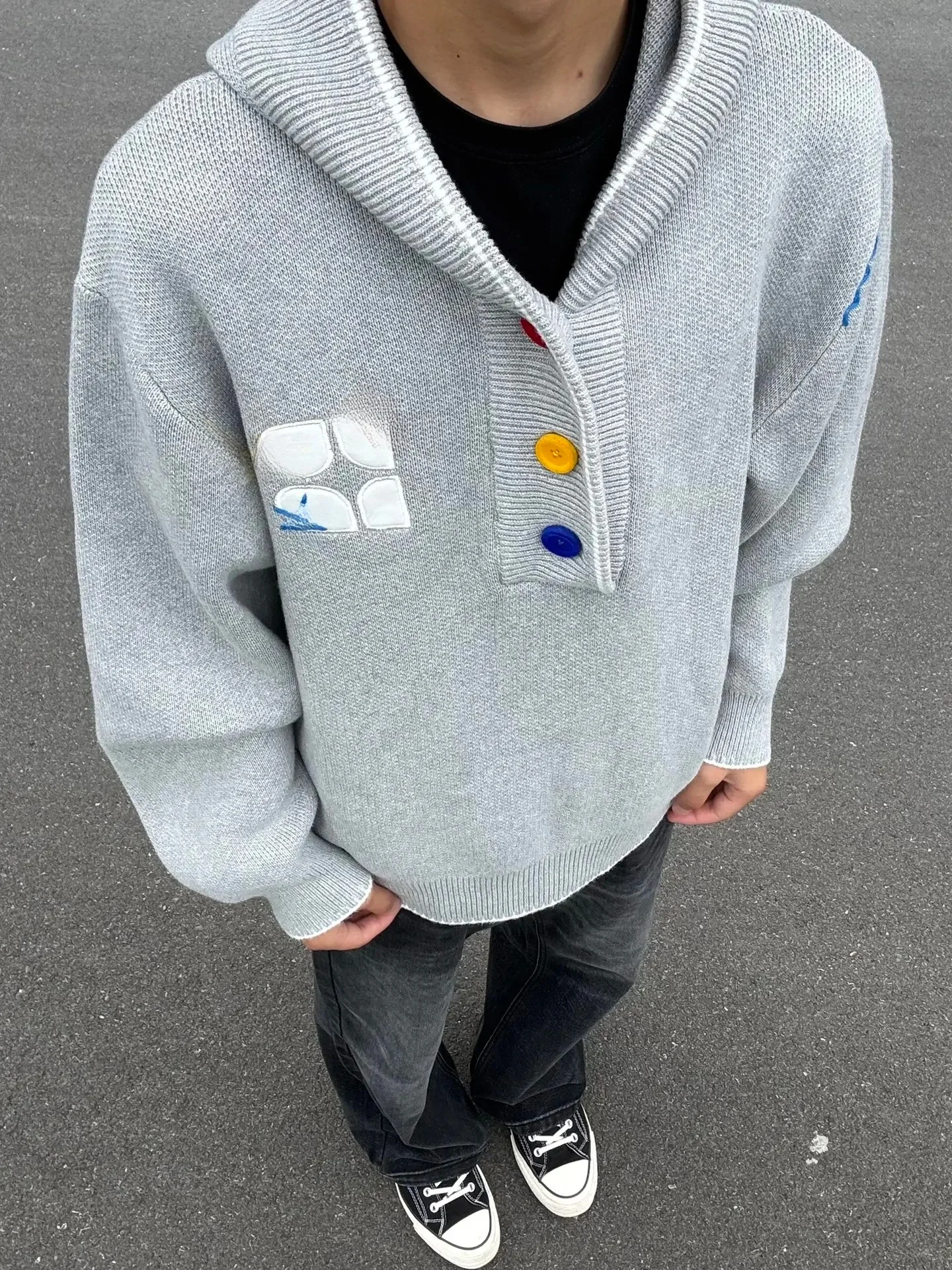 ay American Retro Hooded Sweater Men's Faion Knitted Embroidery Lazy Sle Heavyweight Sweatirt Jaet for Autumn Winter
ay American Retro Hooded Sweater Men's Faion Knitted Embroidery Lazy Sle Heavyweight Sweatirt Jaet for Autumn Winter