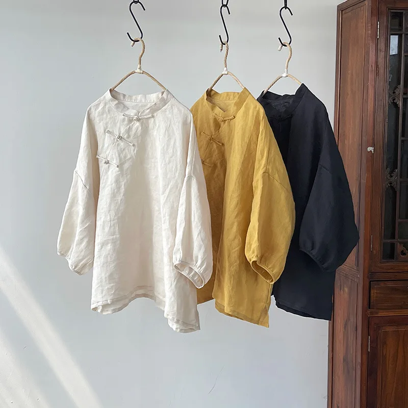 Оригинальный дизайн, хлопково-льняная блузка с рукавами-фонариками, женская модная художественная блузка в китайском стиле, свободного кроя, средней длины
Оригинальный дизайн, хлопково-льняная блузка с рукавами-фонариками, женская модная художественная блузка в китайском стиле, свободного кроя, средней длины