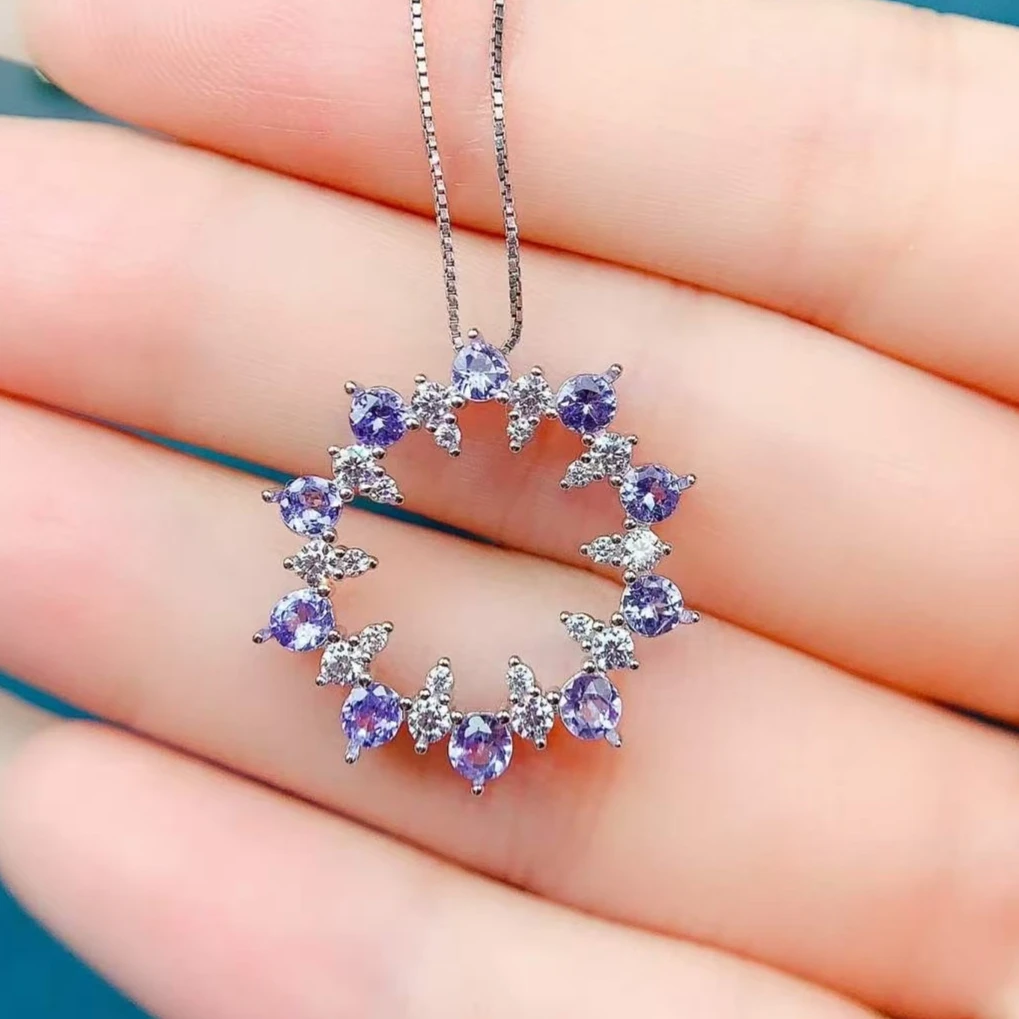 925 Sterling Silver Natural 3mm Tanzanite Pendant Certified Fine Tanznaite Jewelry Eternity Wreath Gemstone Necklace
925 Sterling Silver Natural 3mm Tanzanite Pendant Certified Fine Tanznaite Jewelry Eternity Wreath Gemstone Necklace