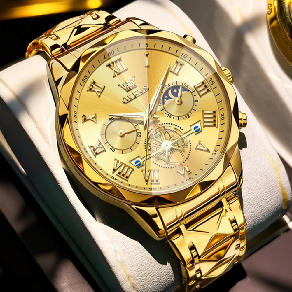 Luxury Fashion OLEVS Tourbillon Men Wristwatch Moon Phase Blue Dial Chronograph Luminous Waterproof Quartz Watch Man
Luxury Fashion OLEVS Tourbillon Men Wristwatch Moon Phase Blue Dial Chronograph Luminous Waterproof Quartz Watch Man