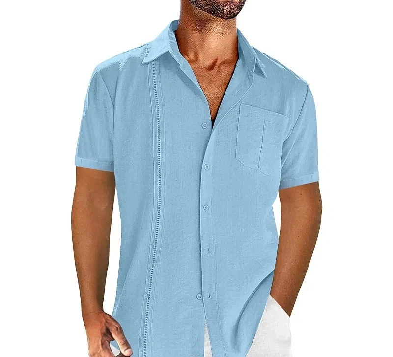 Summer Men's Cotton and Linen Shirt Short Sleeved Solid Color Simple Business Casual Top Breathable Sweat Absorbing Lace Collar
Summer Men's Cotton and Linen Shirt Short Sleeved Solid Color Simple Business Casual Top Breathable Sweat Absorbing Lace Collar
