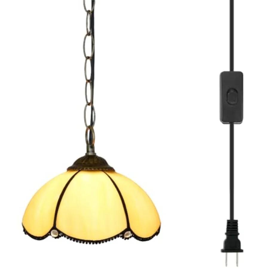 Tiffany Pendant Hanging Light Plug in Light Fixture Vintage Stained Glass Hanging Lamp for Home Decor Dining Living Room Study
Tiffany Pendant Hanging Light Plug in Light Fixture Vintage Stained Glass Hanging Lamp for Home Decor Dining Living Room Study