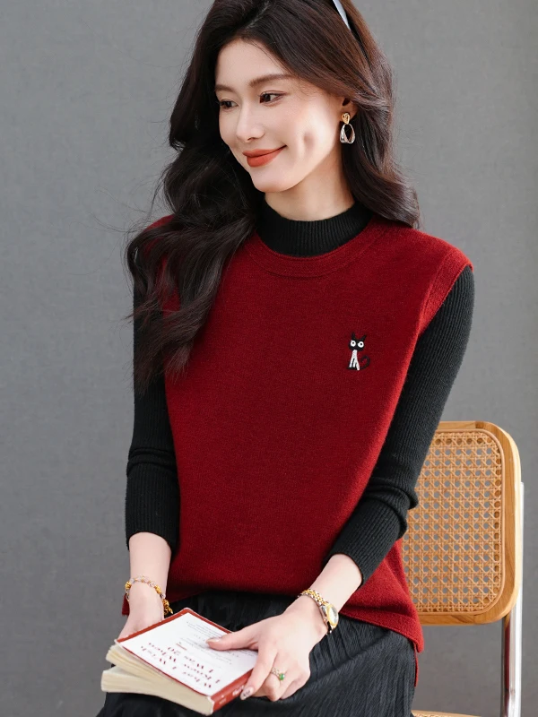 Spring Autumn 2026 Women's round Ne Svel Vest Top Loose ort Woolen Knitted Warm Casual Sle Faion Inner Wear
Spring Autumn 2026 Women's round Ne Svel Vest Top Loose ort Woolen Knitted Warm Casual Sle Faion Inner Wear