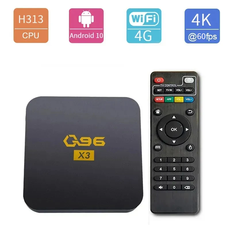 Q96 X3 Smart TV Box Android TV Box Allwinner H313 HD 4K UHD 4G WiFi Media player Set Top Box
Q96 X3 Smart TV Box Android TV Box Allwinner H313 HD 4K UHD 4G WiFi Media player Set Top Box