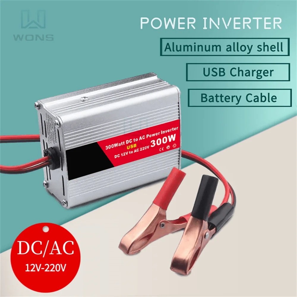 300W Car Power Inverter Converter Adapter DC 12V To AC 220V with Battery Clip Cigarette Lighter for Home Appliances Outdoors
300W Car Power Inverter Converter Adapter DC 12V To AC 220V with Battery Clip Cigarette Lighter for Home Appliances Outdoors