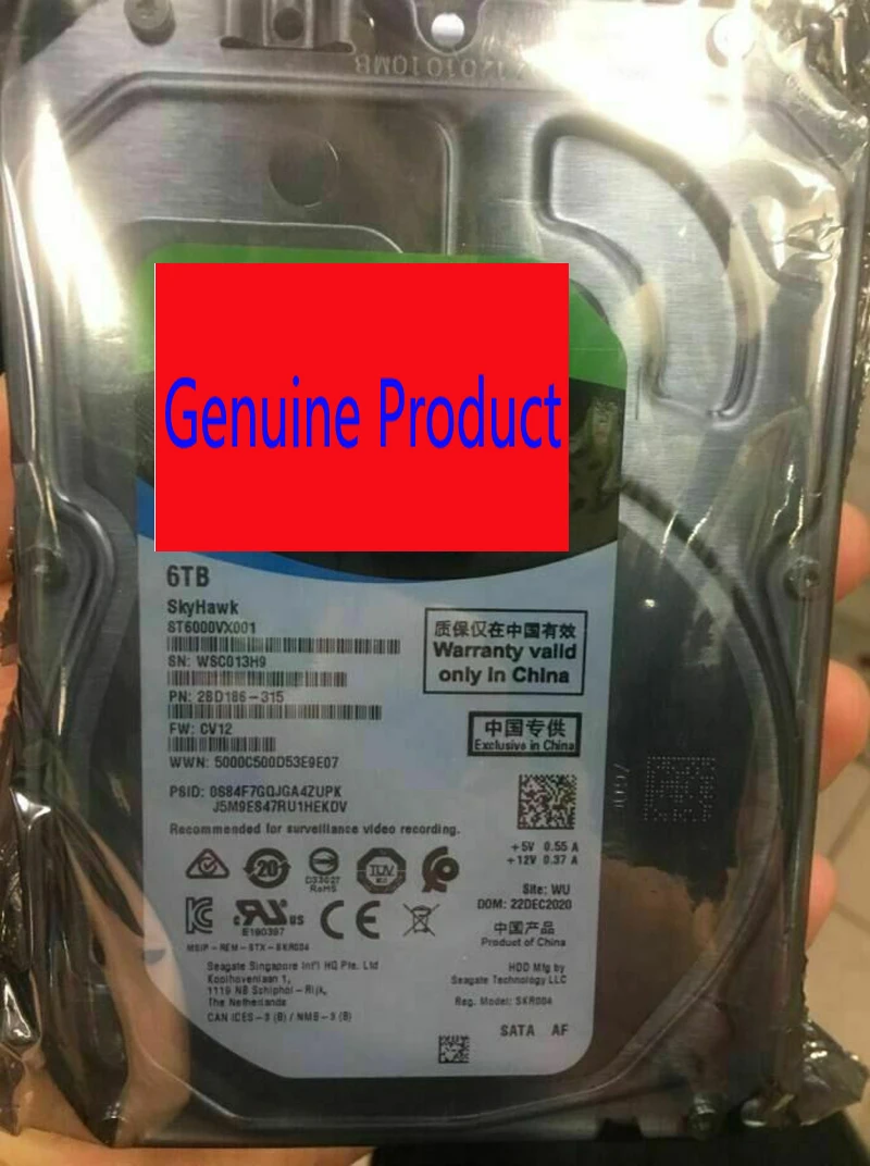 NEW Skyhawk ST6000VX001 6TB Surveillance 3.5 SATA III 256MB CACHE 5400RPM
NEW Skyhawk ST6000VX001 6TB Surveillance 3.5 SATA III 256MB CACHE 5400RPM