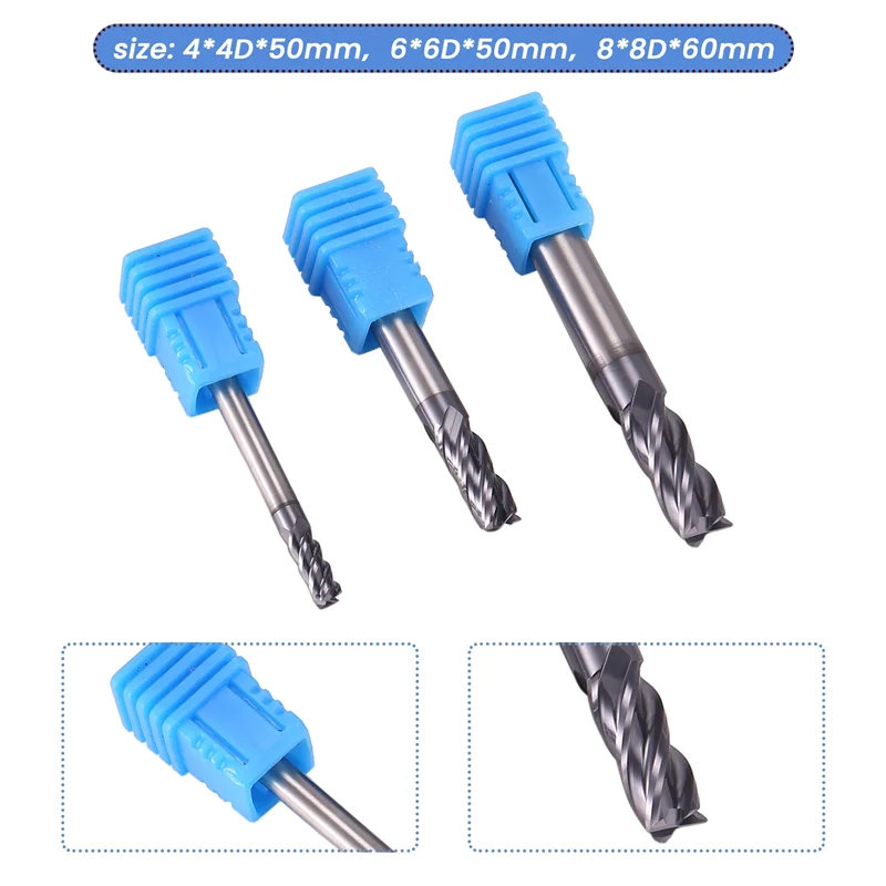 A96I-3Pcs 4 6 8 Mm Carbide End Mill 4 Flutes End Mill Set Milling Cutter Tool Kit CNC Carbide Milling Cutter Spiral Router Bits
A96I-3Pcs 4 6 8 Mm Carbide End Mill 4 Flutes End Mill Set Milling Cutter Tool Kit CNC Carbide Milling Cutter Spiral Router Bits