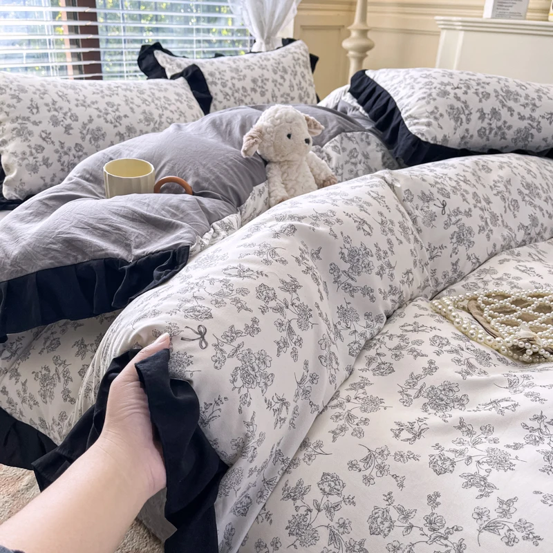 2025 Princess Bedding Set Lace Floral Wash Cotton 4pcs Bedding Quilt Cover Sheet And Pillowcases For Girl Spring Home Textiles
2025 Princess Bedding Set Lace Floral Wash Cotton 4pcs Bedding Quilt Cover Sheet And Pillowcases For Girl Spring Home Textiles