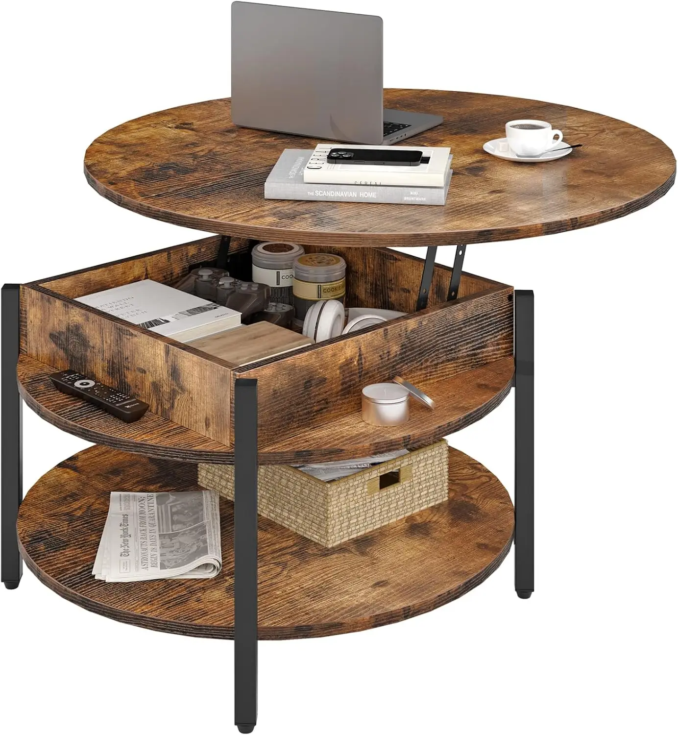 Round Lift Top Coffee Table for Living Room, 35.43'' Round Coffee Table with Storage
Round Lift Top Coffee Table for Living Room, 35.43'' Round Coffee Table with Storage