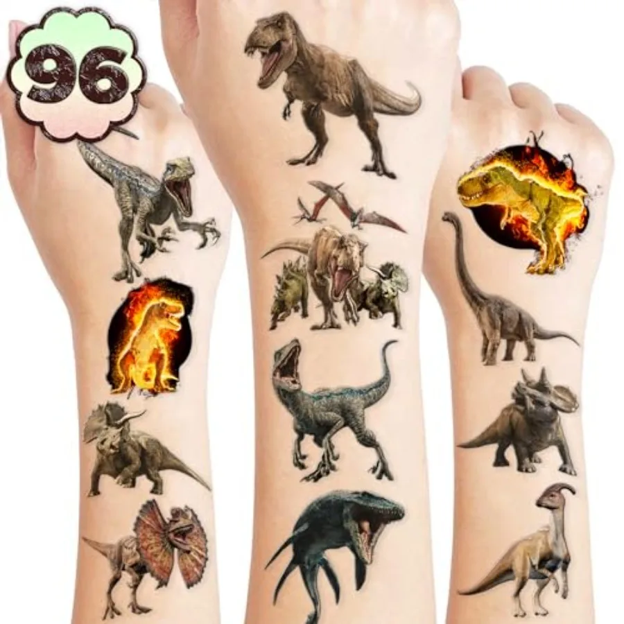 96PCS Dinosaur 3D Pre-Cut Temporary Tattoos - Stickers for Birthday Party Supplies, Decorations, and Favors - Super Cute Gifts
96PCS Dinosaur 3D Pre-Cut Temporary Tattoos - Stickers for Birthday Party Supplies, Decorations, and Favors - Super Cute Gifts