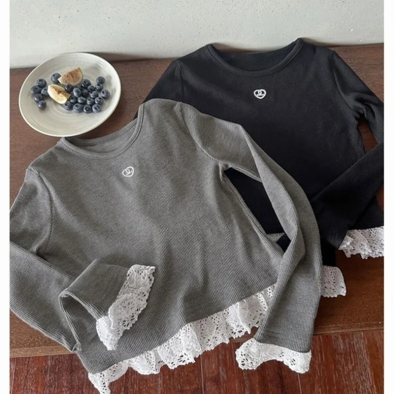 OKH-GirlsTNew Autumn Lace Trim Patchwork Slim Fit Long Sleeve Base Shirt for Baby Girls Children's Clothing
OKH-GirlsTNew Autumn Lace Trim Patchwork Slim Fit Long Sleeve Base Shirt for Baby Girls Children's Clothing