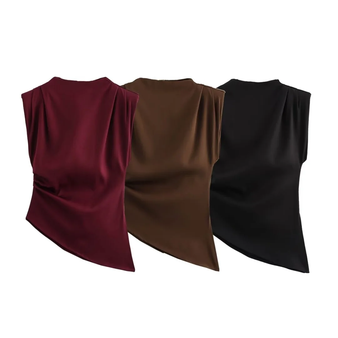 TRAF 2024 Winter New Women's Fashion Slim Fit Stand Collar Wrinkle Decoration Shoulder Pads Sleeveless Top
TRAF 2024 Winter New Women's Fashion Slim Fit Stand Collar Wrinkle Decoration Shoulder Pads Sleeveless Top