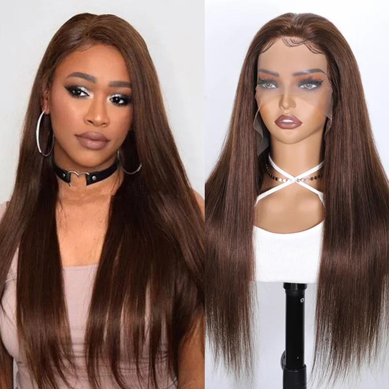 HD Lace Front Human Hair Wigs For Women Chocolate Brown Straight Glueless 13x5 Transparent Lace Frontal Wig 4x4 Lace Closure Wig
HD Lace Front Human Hair Wigs For Women Chocolate Brown Straight Glueless 13x5 Transparent Lace Frontal Wig 4x4 Lace Closure Wig