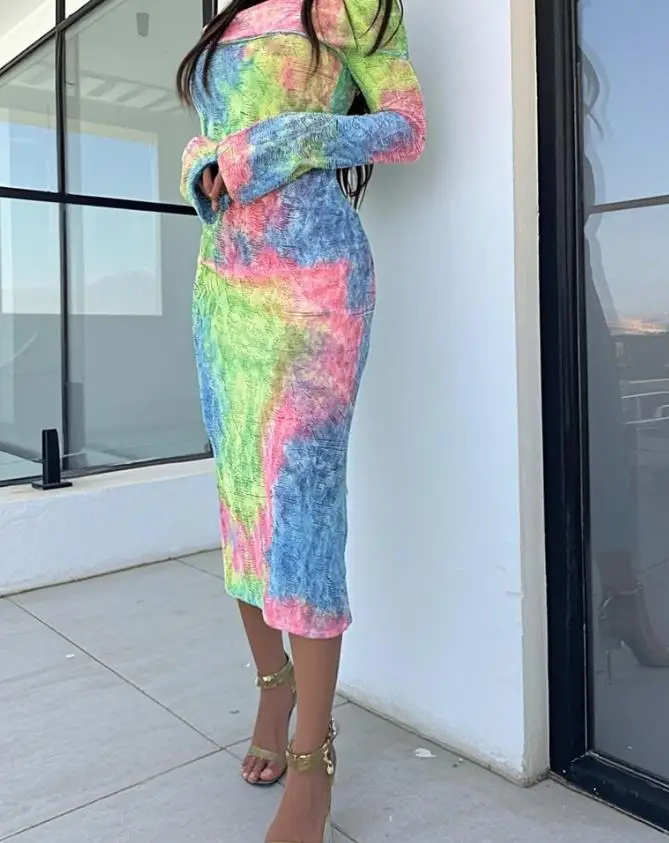Sexy Dresses Ombre Print Off Shoulder Long Sleeve Knit Bodycon Dress In Summer Women's Casual Hollow Out High Strechy Midi Dress
Sexy Dresses Ombre Print Off Shoulder Long Sleeve Knit Bodycon Dress In Summer Women's Casual Hollow Out High Strechy Midi Dress