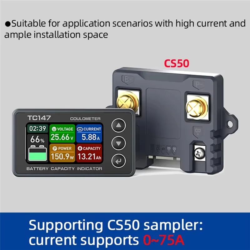TC147 Высокоточный кулоновый измеритель напряжения и тока батареи с цветным экраном 
TC147 Высокоточный кулоновый измеритель напряжения и тока батареи с цветным экраном