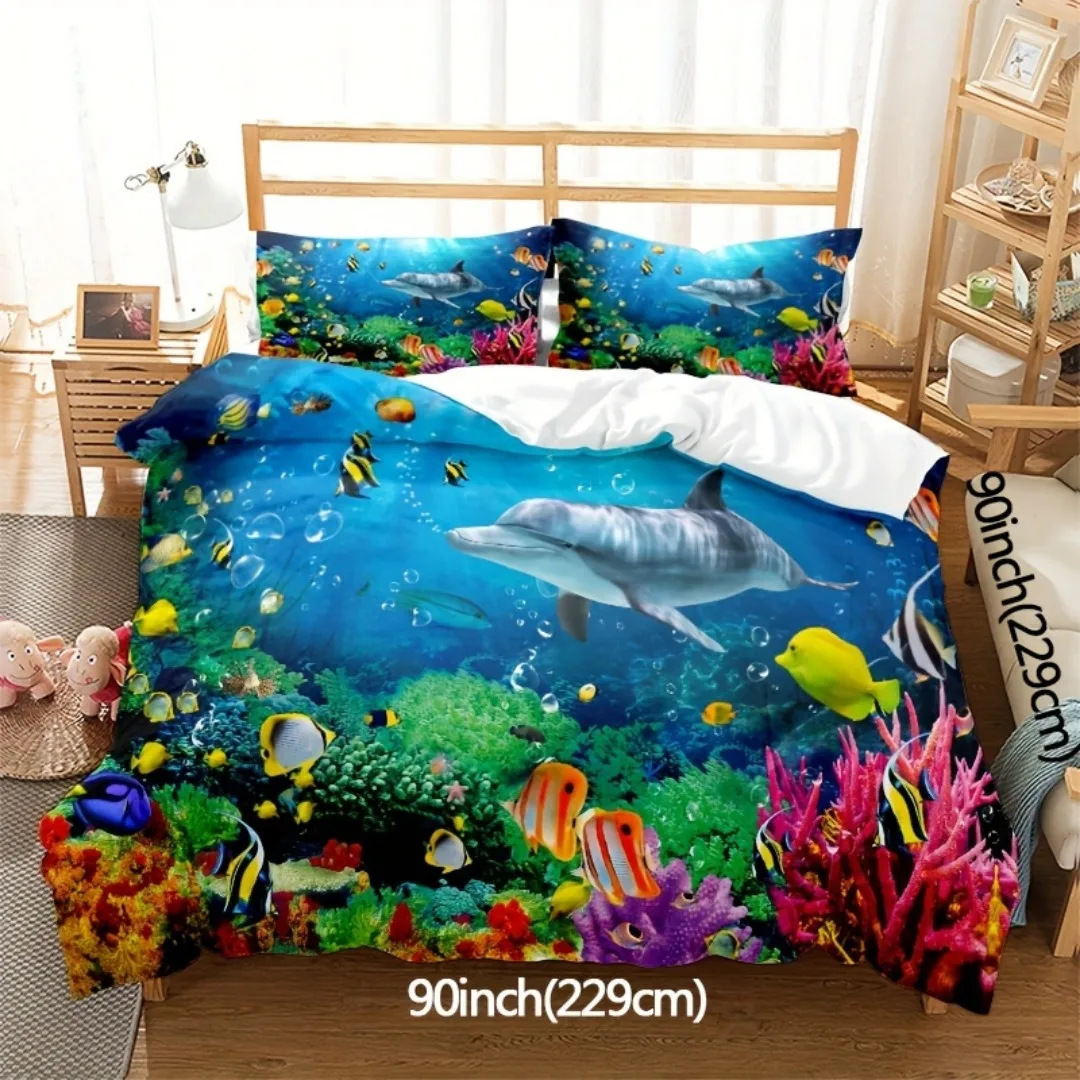 3pcs Blue Underwater World Dolphin 3D Printed Bedding Set Cozy Duvet Cover King Queen Twin Size Birthday Gift Bedroom Decoration
3pcs Blue Underwater World Dolphin 3D Printed Bedding Set Cozy Duvet Cover King Queen Twin Size Birthday Gift Bedroom Decoration