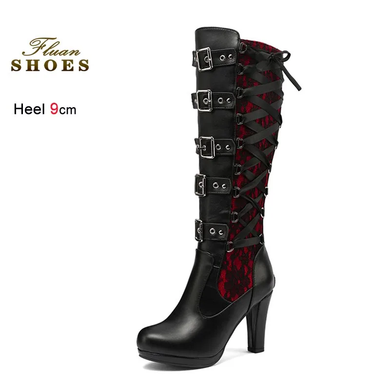 Black Super High Heels Women Knee Length Boots Leather Buckle Rear Zipper Knight Boots Thick Soled Lady Shoes Casual Tall Boots
Black Super High Heels Women Knee Length Boots Leather Buckle Rear Zipper Knight Boots Thick Soled Lady Shoes Casual Tall Boots