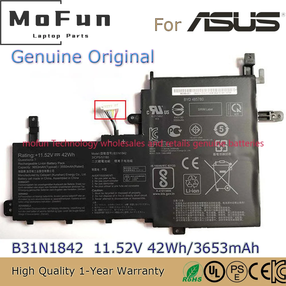 2025 Brand New Original B31N1842 11.52V 42Wh Laptop Battery for ASUS VivoBook 15 F513 M513 K513 S513 X513 S15 S531F
2025 Brand New Original B31N1842 11.52V 42Wh Laptop Battery for ASUS VivoBook 15 F513 M513 K513 S513 X513 S15 S531F