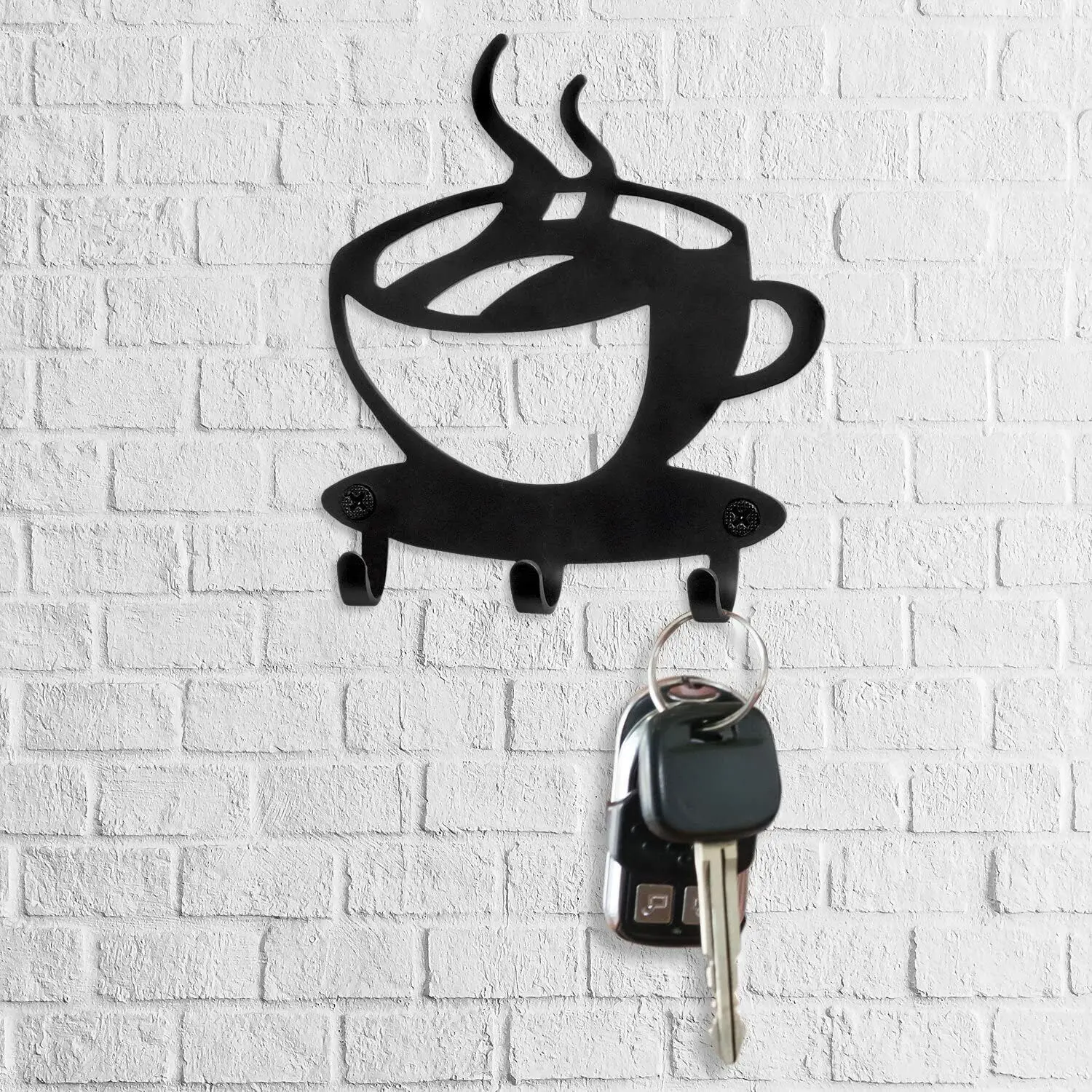 Key Holder Rack Wall Mounted-Modern Coffee Time Decor Key Organizer with 3 Hooks for Living Room/Home Decoration
Key Holder Rack Wall Mounted-Modern Coffee Time Decor Key Organizer with 3 Hooks for Living Room/Home Decoration