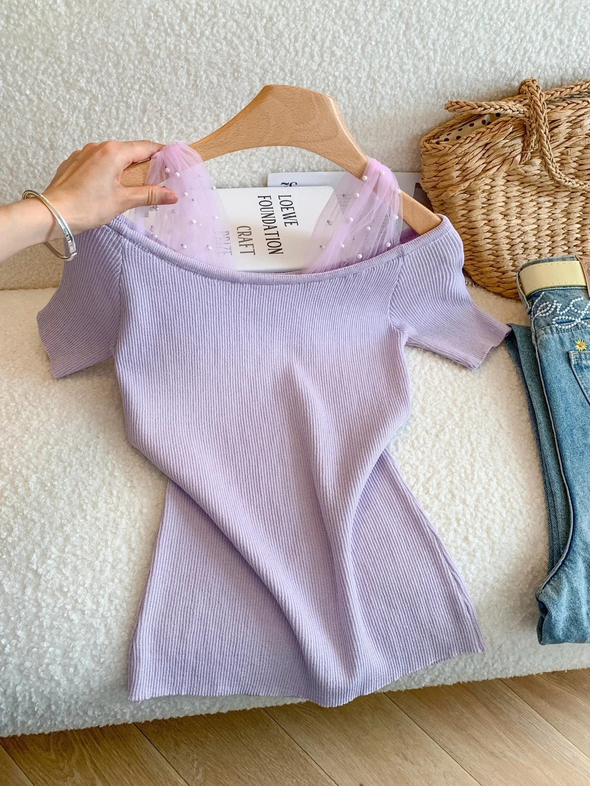 Summer Design Slim Fit Short Sleeve T-Shirt Women's Base Shirt Top Purple Mesh Splicing Bead One Shoulder Soft Polyester Fiber
Summer Design Slim Fit Short Sleeve T-Shirt Women's Base Shirt Top Purple Mesh Splicing Bead One Shoulder Soft Polyester Fiber