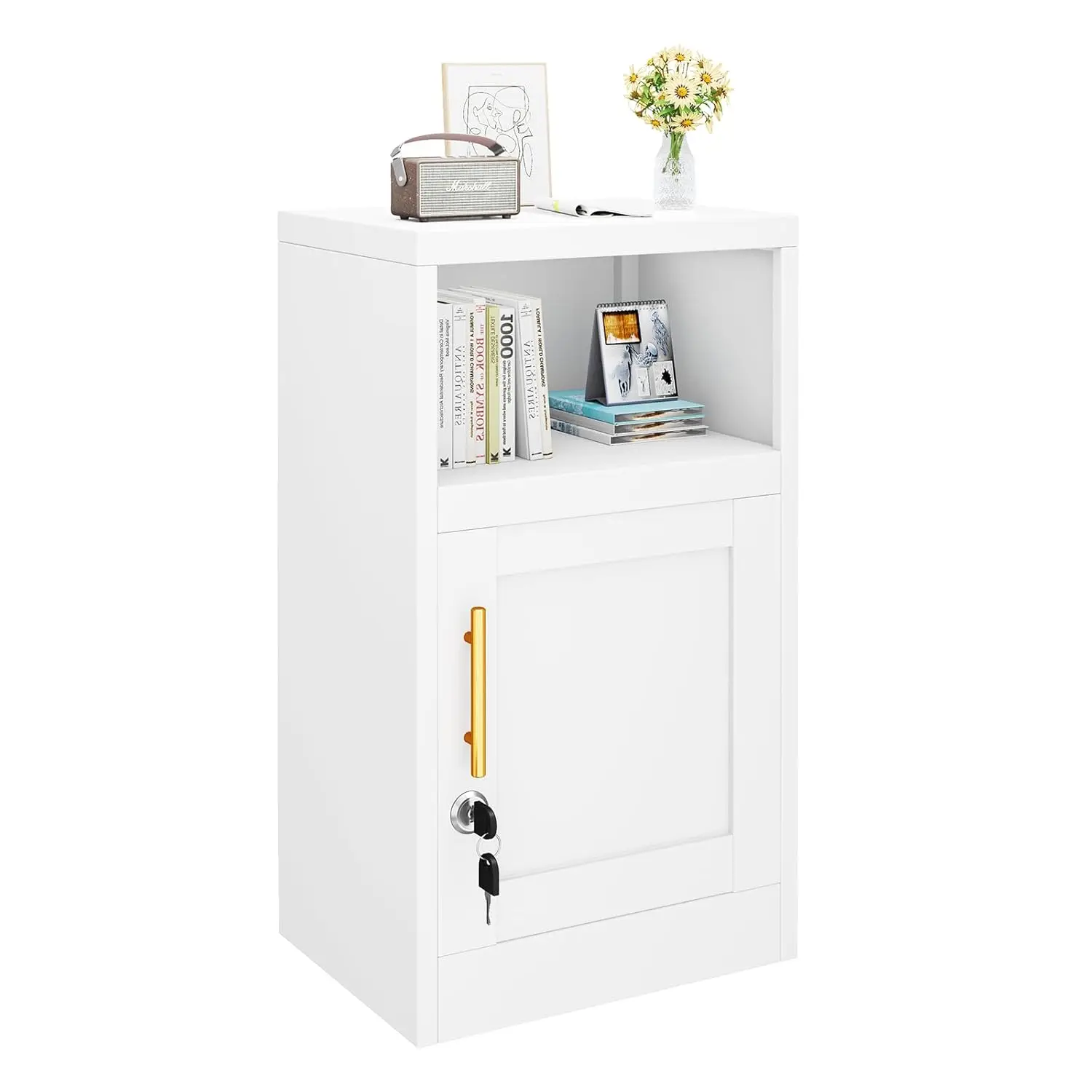 Night Stand, Metal White Nightstand with Adjustbale Shelf and Lock, Locking File Cabinet for Home Office, Bedroom, Customized
Night Stand, Metal White Nightstand with Adjustbale Shelf and Lock, Locking File Cabinet for Home Office, Bedroom, Customized