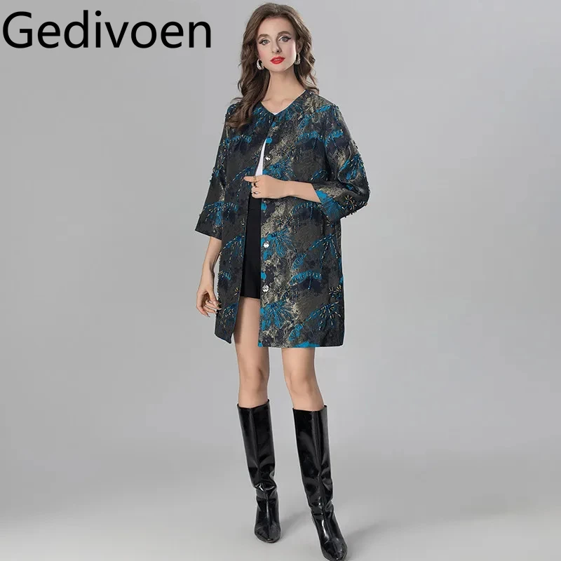 Gedivoen Autumn and Winter Women's Coat Three Quarter Sleeve Single-Breasted Beading Jacquard Fashion Overcoat
Gedivoen Autumn and Winter Women's Coat Three Quarter Sleeve Single-Breasted Beading Jacquard Fashion Overcoat