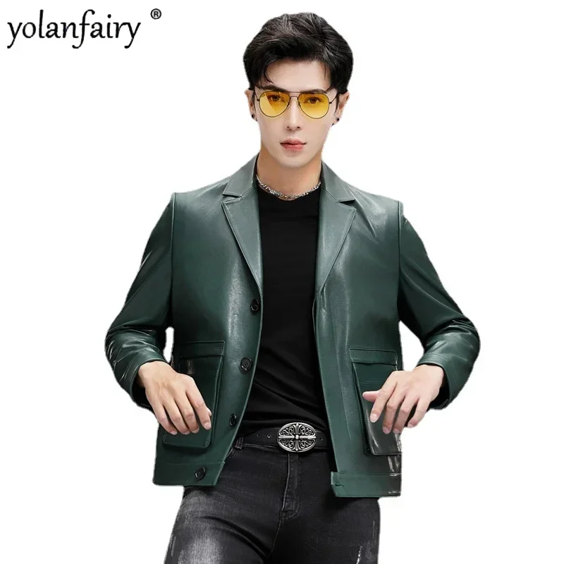 Autumn New Genuine Leather Coat Men's Sheepskin Coats Suit Korean Style Slim Dark Green Leather Jacket for Men Clothing FCY5534
Autumn New Genuine Leather Coat Men's Sheepskin Coats Suit Korean Style Slim Dark Green Leather Jacket for Men Clothing FCY5534