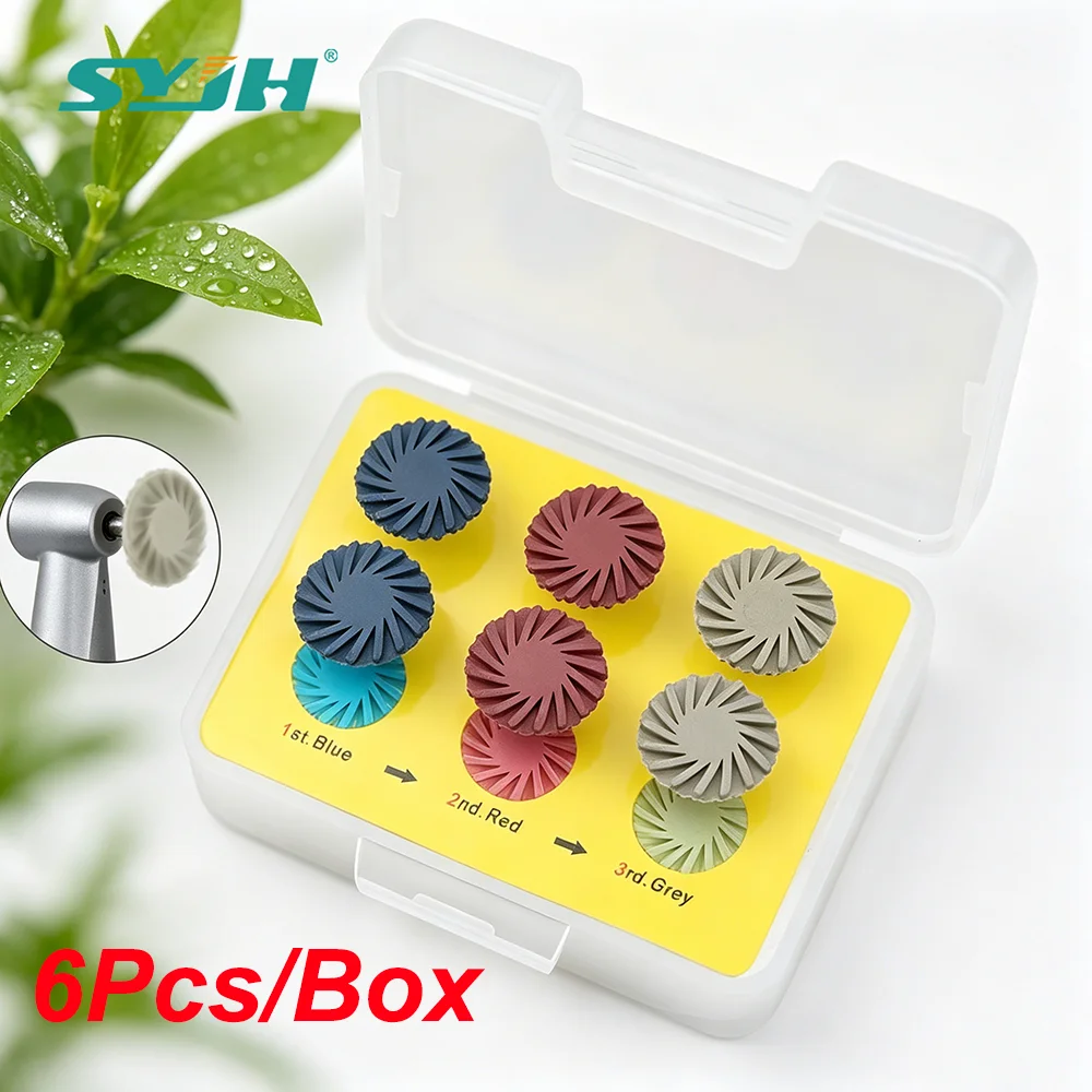 SYJH Dental 6Pcs/Box Rubber Polisher Composite Resin Polishing Wheel 3 Colors Flexible Spiral Brush For Dentistry Materials Tool
SYJH Dental 6Pcs/Box Rubber Polisher Composite Resin Polishing Wheel 3 Colors Flexible Spiral Brush For Dentistry Materials Tool