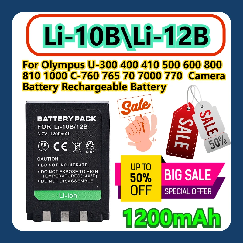 For Olympus U-300 400 410 500 600 800 810 1000 C-760 765 70 7000 770 Li-10B Li-12B Camera Battery 1200mAh Rechargeable Battery
For Olympus U-300 400 410 500 600 800 810 1000 C-760 765 70 7000 770 Li-10B Li-12B Camera Battery 1200mAh Rechargeable Battery