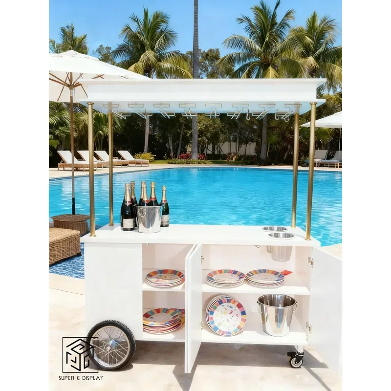 New Arrival Custom Mobile Event Champagne Cart With Wheels Candy Cart Display Stand Cart for Wedding Party Event Decoration
New Arrival Custom Mobile Event Champagne Cart With Wheels Candy Cart Display Stand Cart for Wedding Party Event Decoration