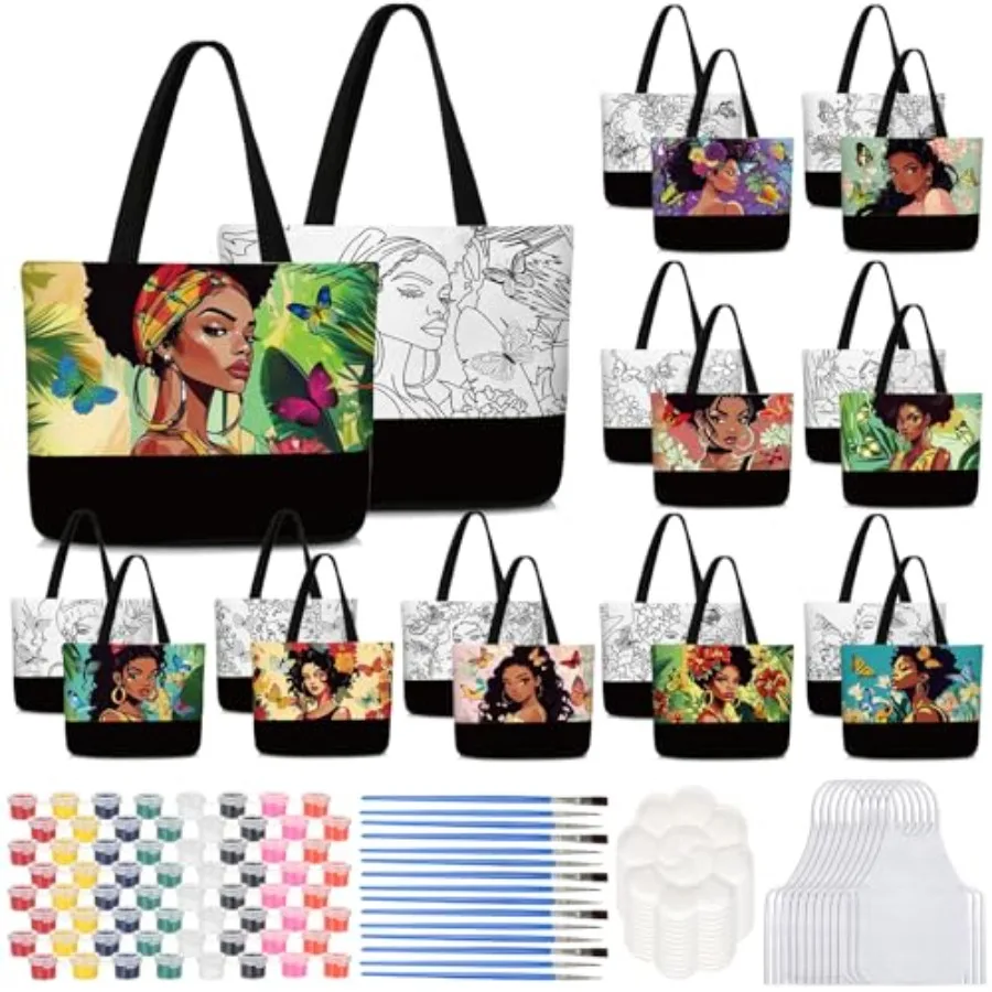 10 Set Pre Drawn Canvas Bags Set Paint and Sip Kit for Adults Painting DIY Tote Bags Making Kit with Paintbrushes, Paints, Apro
10 Set Pre Drawn Canvas Bags Set Paint and Sip Kit for Adults Painting DIY Tote Bags Making Kit with Paintbrushes, Paints, Apro