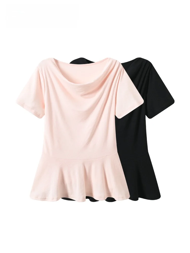 Summer New plus Size Women's T-shirt Short Sleeve Irregular Collar Sweet Style Casual Cotton Top Fashionable Meat Covering
Summer New plus Size Women's T-shirt Short Sleeve Irregular Collar Sweet Style Casual Cotton Top Fashionable Meat Covering