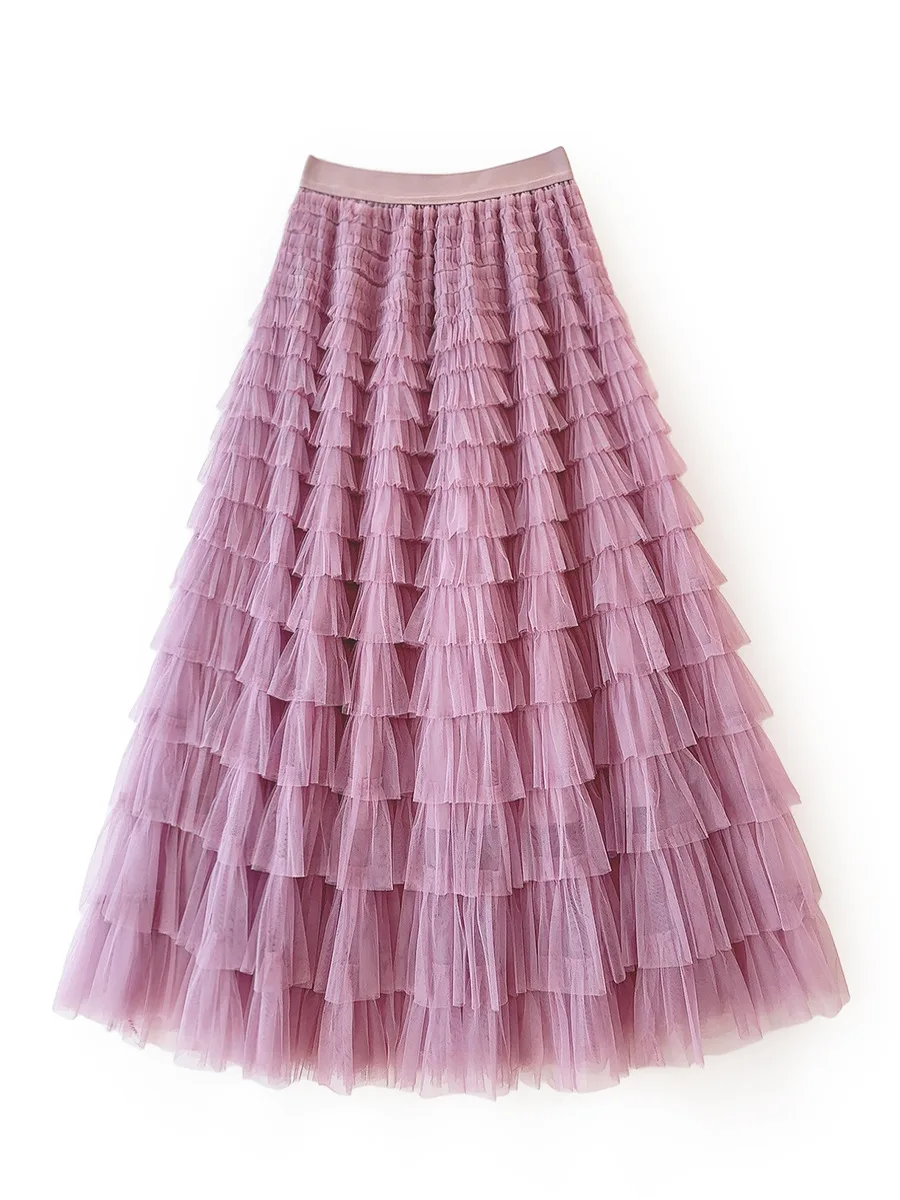 Elegant Multi-layer Ruffles Mesh Pleated Skirt Women Korean Elastic High Waist Ball Gown Gauze Long Tulle Skirt Spring Autumn
Elegant Multi-layer Ruffles Mesh Pleated Skirt Women Korean Elastic High Waist Ball Gown Gauze Long Tulle Skirt Spring Autumn
