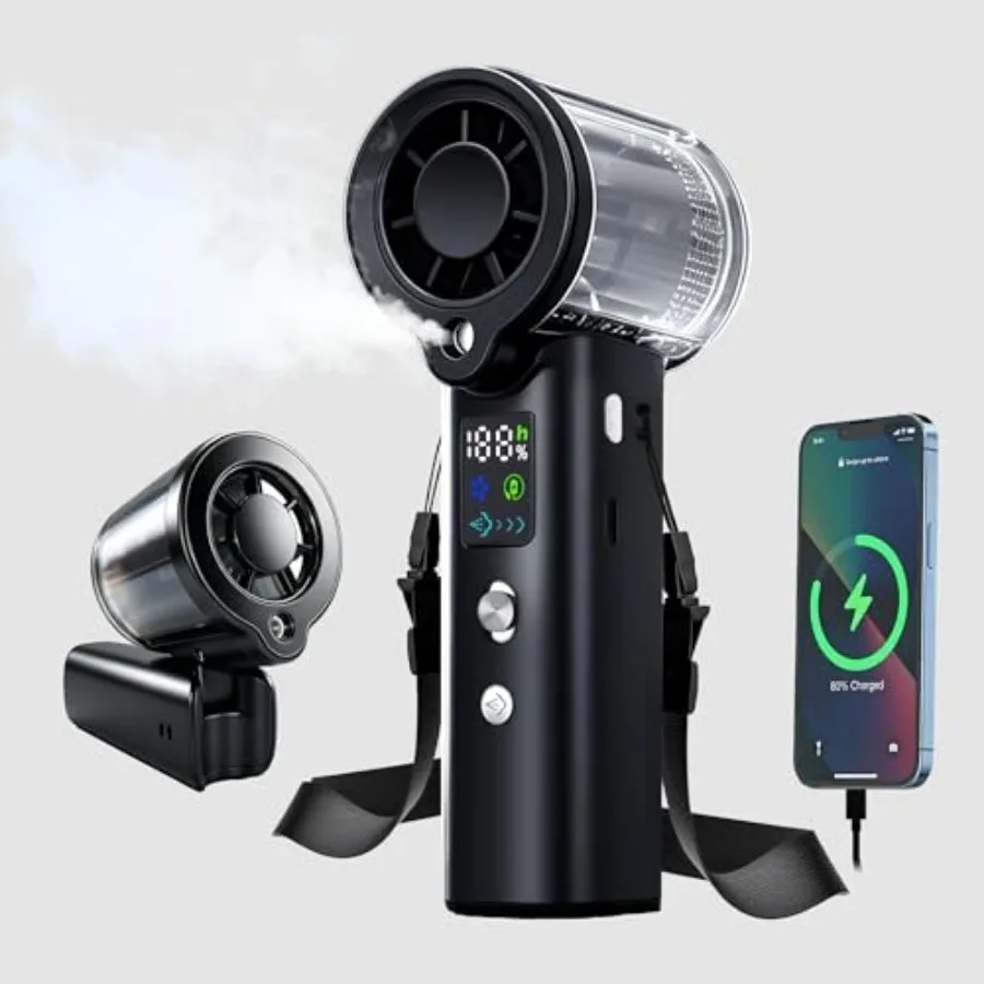 Portable Misting Fan, Handheld Rechargeable Fan with Water Mist, Personal Mini Turbo Fan with 1-100 High Speeds 20000 RPM,LED L
Portable Misting Fan, Handheld Rechargeable Fan with Water Mist, Personal Mini Turbo Fan with 1-100 High Speeds 20000 RPM,LED L
